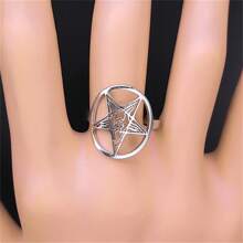 1pc Satan Goat Amulet Talisman Baphomet Ring - Multicolor - View 4
