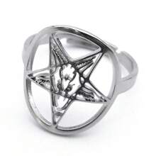 1pc Satan Goat Amulet Talisman Baphomet Ring - Multicolor - View 2