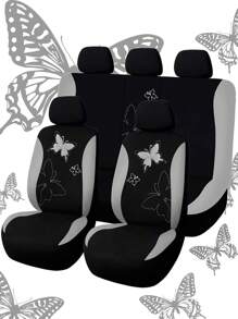 Bộ hoàn chỉnh Vỏ bọc ghế ô tô hình biểu ngữ con bướm, Tấm bảo vệ ghế trước và sau đa năng thời trang, Bộ sản phẩm bao gồm 5 Vỏ bọc tựa đầu, 2 Vỏ bọc ghế trước, 1 Vỏ bọc ghế sau có xẻ và 1 Vỏ bọc ghế sau có đáy chắc chắn - Nhiều màu - Xem 2