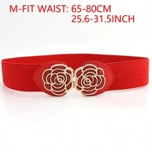 1 Peça Cinto Elástico Largo Feminino com Fivela em Formato de Rosa, Cinto Decorativo para Vestido, Cinto Elástico Ajustável para Verão, Escola, Outono, Halloween - Multicolorido - Visão 15