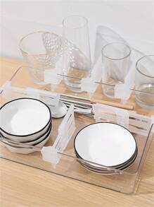 4/8pcs White Refrigerator Dividers, Adjustable Length Kitchen Storage Tools, Retractable Space Dividers, Suitable For Refrigerator, Kitchen, Lunch Box Use