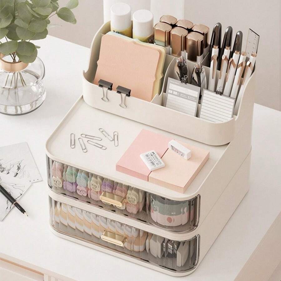 Máy Tính Để Bàn Hộp Bảo Quản Ký Túc Xá Phòng Ngủ Bàn Văn Phòng Kệ Sắp Xếp Loại Ngăn Kéo Hộp Phân Loại Văn Phòng Phẩm - Nhiều màu - Xem 1