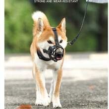 1pcDog Nylon Muzzle Reflective Third Generation Upgrade Adjustable Anti-Bite Anti-Barking Anti-Indiscriminate Dog Muzzle - Black - View 3