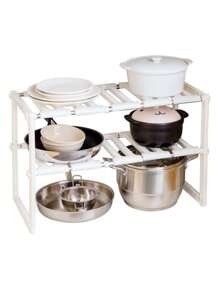 1pc 2-Layer 10-Plate Multi-Functional Kitchen Sink Storage Rack, Retractable Floor-Standing Pot Rack, Free Adjusting Shelf For Storing Various Kitchen Utensils,Storage,Kitchen Organiser,Kitchen Items,Room Decor,Home Decor. - Multicolor - View 7