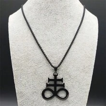 Satan Cross Necklaces Men Women Black Stainless Steel Of Satan Symbol Pendant Kolye Necklace
