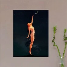 1入經典歐洲女性油畫畫布裝飾畫牆上抽象風景壁藝術印刷海報圖片，復古壁藝術海報環畫布油畫打印圖片適用於家居裝飾無框