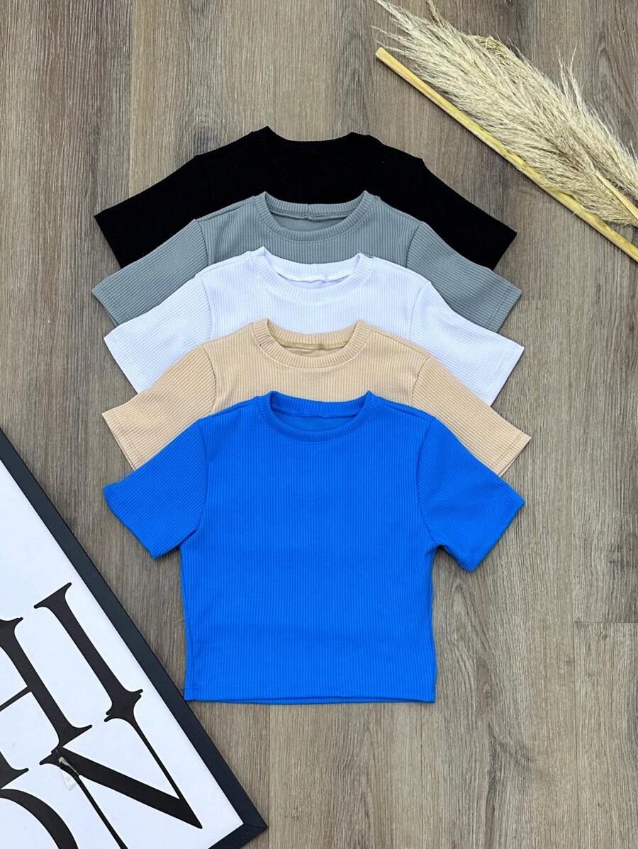 Kit 5 Blusinhas Cropped Manga curta AnaRuga