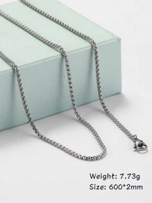 1入組不銹鋼2-4mm龐克盒鏈項鍊，男女皆宜的嘻哈風時尚珠寶飾品