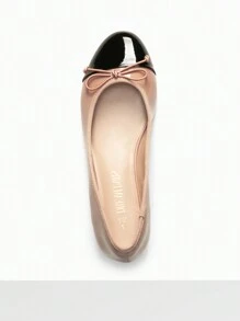 Women's Low Chunky Heel Ballet Pumps Closed Toe Bowknot Detail Single Shoes,Comfortable & Fashionable Slip-On Work Shoes Valentines - 杏色 - 查看 7