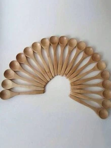 10pcs Bamboo Long Handle Spoons For Eating Soup, Coffee, Honey, Jam And Other Condiments, Perfect For Family Coffee And Serving Creative Dishes,School Supplies - True Color - View 5