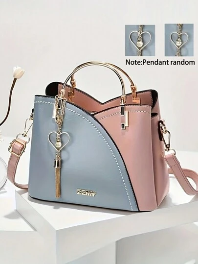 PLANEE 彩色单肩包，时尚心形金属流苏装饰斜挎包，女士顶部提手钱包，情人节最佳母亲节礼物