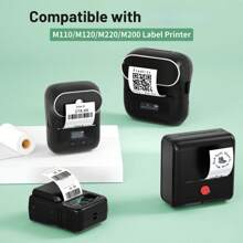 熱敏標籤打印紙，白色正方形自粘熱敏紙，可與M110 M120 M200 M220標籤打印機兼容，白紙黑字，一盒1捲 - White Thermal Label Sticker - 查看 3