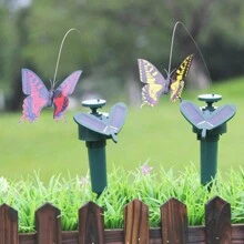 1pc Solar/Battery Powered Rotating Shake Realistic Butterfly Decoration Toy, Suitable For Garden, Pet Entertainment