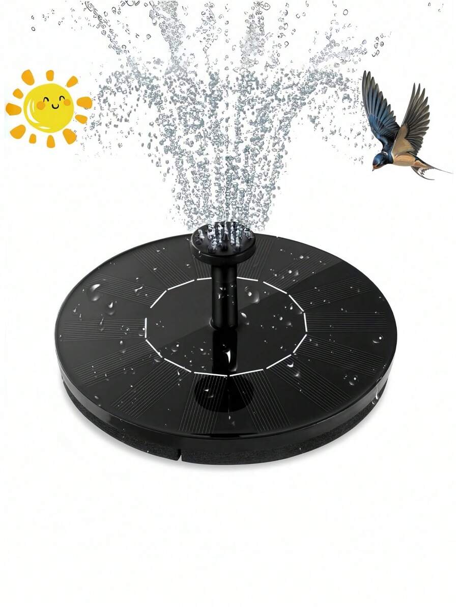 Fuente solar alimentada, paneles solares flotantes, fuente flotante solar al aire libre, para baño de pájaros, tanque de peces, estanque, jardín, decoración exterior - Negro - Ver 1