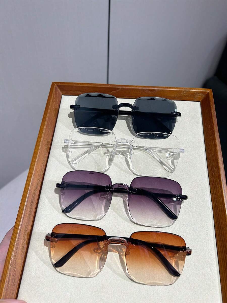 4 件套男士方形休闲多功能户外时尚眼镜 - 彩色 - 查看 1