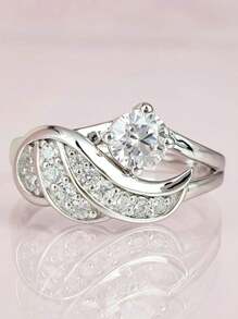 1 PC Elegant S925 Sterling Silver Cubic Zirconia Rings Wedding Jewelry For Women Fine Jewelry