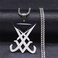 Sigil  Of Satan Stainless Steel Statement Necklace  Seal Of  LaVey Hidden Devil Long Necklace - Necklace - View 10