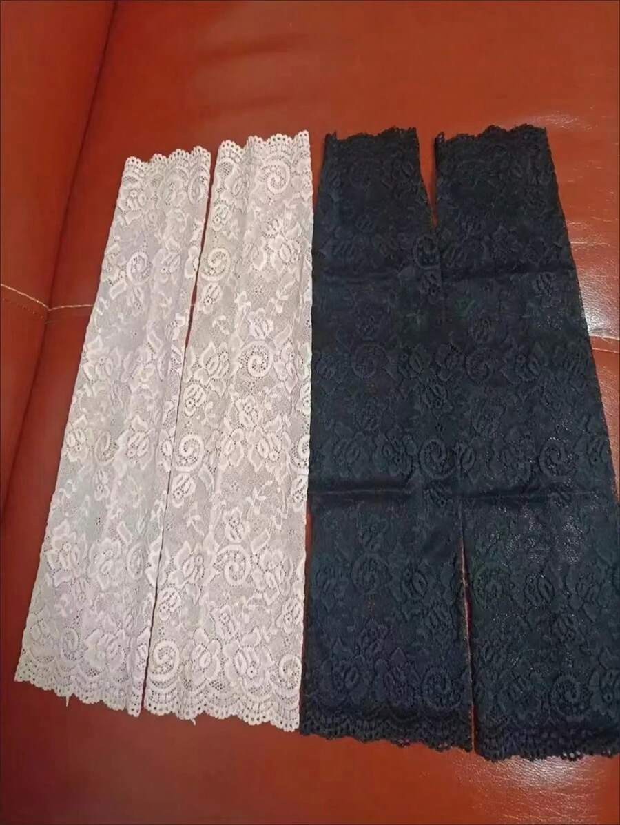 زوج من أكمام الحماية من الشمس الأنيقة للنساء، أكمام ذراع من الدانتيل والحرير المثلج للقيادة والحماية من الأشعة فوق البنفسجية، عرس