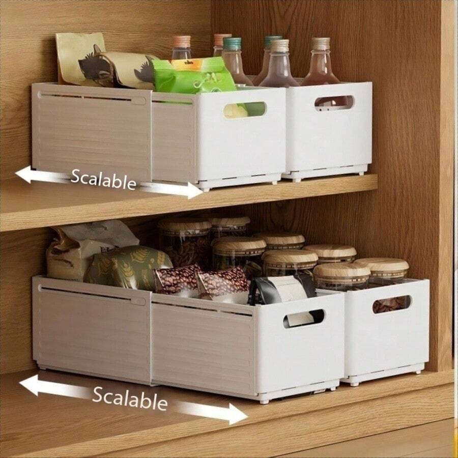 Retractable Storage Box Kitchen Organizer Shelf Divider Rack Bathroom Drawer Cabinet Organizer Tool,Storage,Kitchen Organiser,Kitchen Items,Room Decor,Home Decor. - Multicolor - View 1