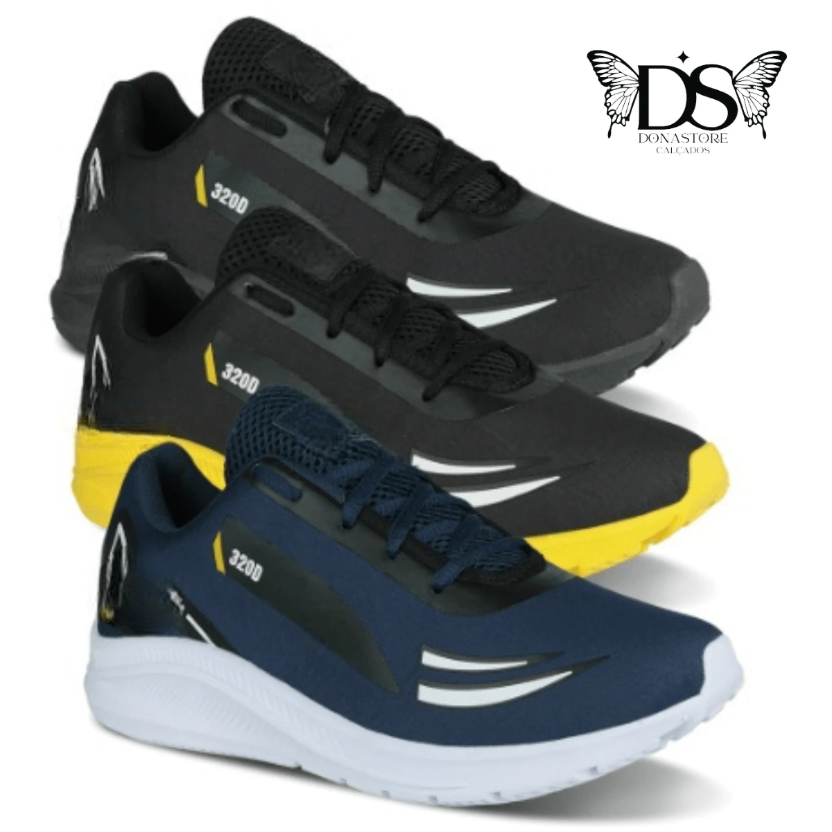 Men Sneakers - 黑與白 - 查看 1