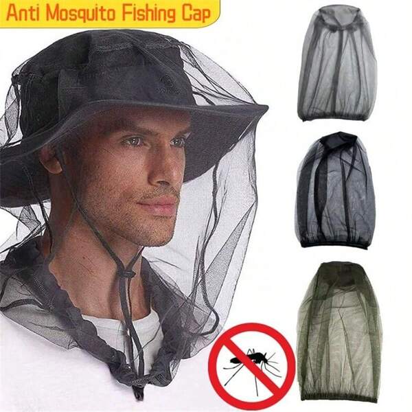 2Pcs Mosquito Bee Insect Mesh Head Face Protector Net Hat Outdoor Anti Mosquito Fishing Cap Beekeeping Hat Fishing Sun Cap Mesh Mask Ski Masks