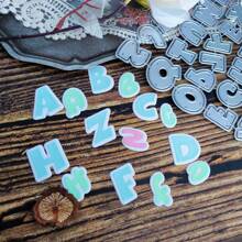 1 cái khuôn cắt kim loại viết hoa và chữ nhỏ để làm thẻ, sổ lưu niệm thủ công DIY thủ công stencil, khuôn cắt chữ A-Z cho album ảnh - Bạc - Xem 7