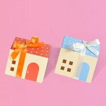 1入組/5入組多彩房屋城堡簡單可愛糖果餅乾包裝盒，房子形狀，可愛的小城堡，孩子節慶禮物 - 彩色房子城堡 - 查看 5