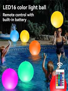 1pc 16-Color LED Remote Control Light-Up Beach Ball, Inflatable PVC Flash Ball For Concert Atmosphere, Pool, Creative Lawn Decoration,Pool Toys Suitable For Pool Games,Pool Party - Multicolor - View 1