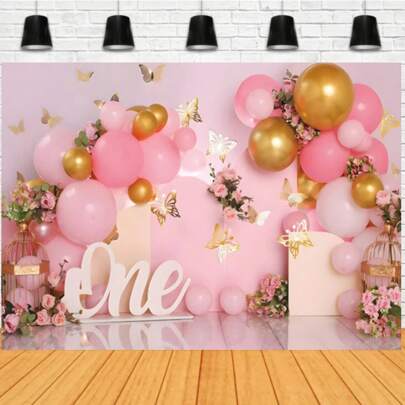 1st Birthday Portrait Photography Backdrop, Indoor Floral Room Photo Background, Photography Studio, Christmas