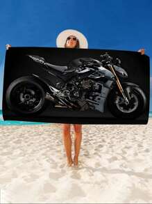 1pc 250GSM Creative Motorcycle Series Printed Beach Towel, Strong Water Absorption Pool Towel, Sand-Free Oversized Beach Blanket, Quick-Drying Swimming Towel, Suitable For Travel, Swimming, Surfing, Yoga, Camping, Ideal For Motorcycle Club Gathering, Beach Essential. Summer Travel, Vacation Holiday Bathroom Decor Beach Essentials - Multicolor - View 6