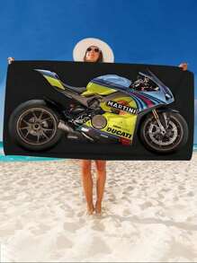 1pc 250GSM Creative Motorcycle Series Printed Beach Towel, Strong Water Absorption Pool Towel, Sand-Free Oversized Beach Blanket, Quick-Drying Swimming Towel, Suitable For Travel, Swimming, Surfing, Yoga, Camping, Ideal For Motorcycle Club Gathering, Beach Essential. Summer Travel, Vacation Holiday Bathroom Decor Beach Essentials - Multicolor - View 8