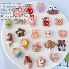 20pcs Mixed-Style Transparent Cartoon Animal Shaped DIY Jewelry Accessories, Stationery, Phone Case, Keychain, Cup, Hole Shoes, Fridge Sticker, Decorative Patch, Sticker Material, With Free Double-Sided Tape - Multicolor - View 20