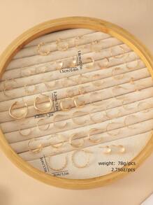 1 Set Of 24 Pairs Simple Fashion Creative C-Shaped Hoop Earrings Set, Vintage Personalized Classy Multipack Twisted Metal Geometric Ear Jewelry Set For Women's Everyday Wear
