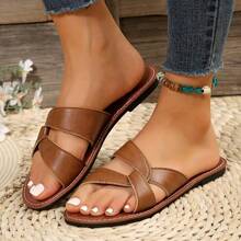 Women's Fashion Casual Outdoor Sports Flat Sandals, Round Toe Low Heel Beach Slippers, European And American Style, Summer
