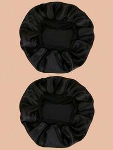 1 pieza Gorro de seda para dormir, gorros de satén, gorro de dormir de seda con banda elástica suave, envoltorio de cabello de seda para cabello rizado (negro y dorado) - Negro - Ver 6