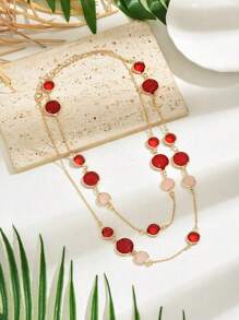 1 pièce Nouveau Collier long pendentif demi-cercle multicolore Charmant et élégant pour femmes, adapté pour les fêtes d'été, les rendez-vous, les rassemblements et les festivals. Un collier long polyvalent, idéal comme cadeau de la fête des mères ou à assortir avec des pulls