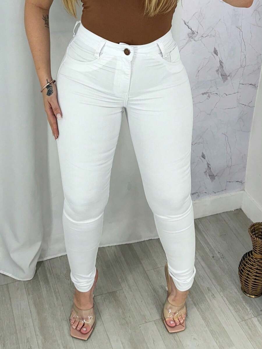 Women Jeans - 白色 - 查看 1