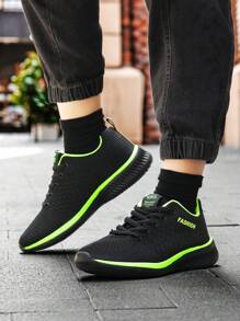 2024 New Spring/Autumn Men Shoes, Korean Lace-Up Front Light Weight Minimalist Outdoor Sports Casual Shoes, Breathable For Commute, Hiking, Walking, Business, Great For Casual Jeans Sports Style - Dark Green - View 5