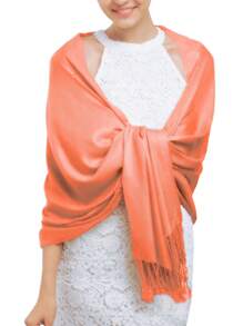 1pc Women Solid Color Silky Pashmina Shawl Wraps Soft Bride Bridesmaid Shawl For Formal Evening Party Wedding Accessories Women - A - View 12