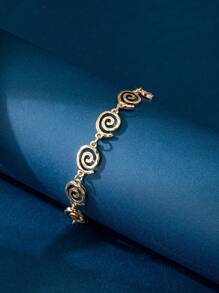 1pc Fashionable Symbol Simple & Elegant Alloy Bracelet For Women, Suitable For Daily & Formal Wear - Yellow Gold - View 14
