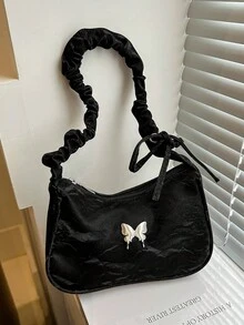 復古腋下肩袋，潮流單品包，適用於錢包、手機等日常必需品，輕量化旅行必備 - 黑色 - 查看 1