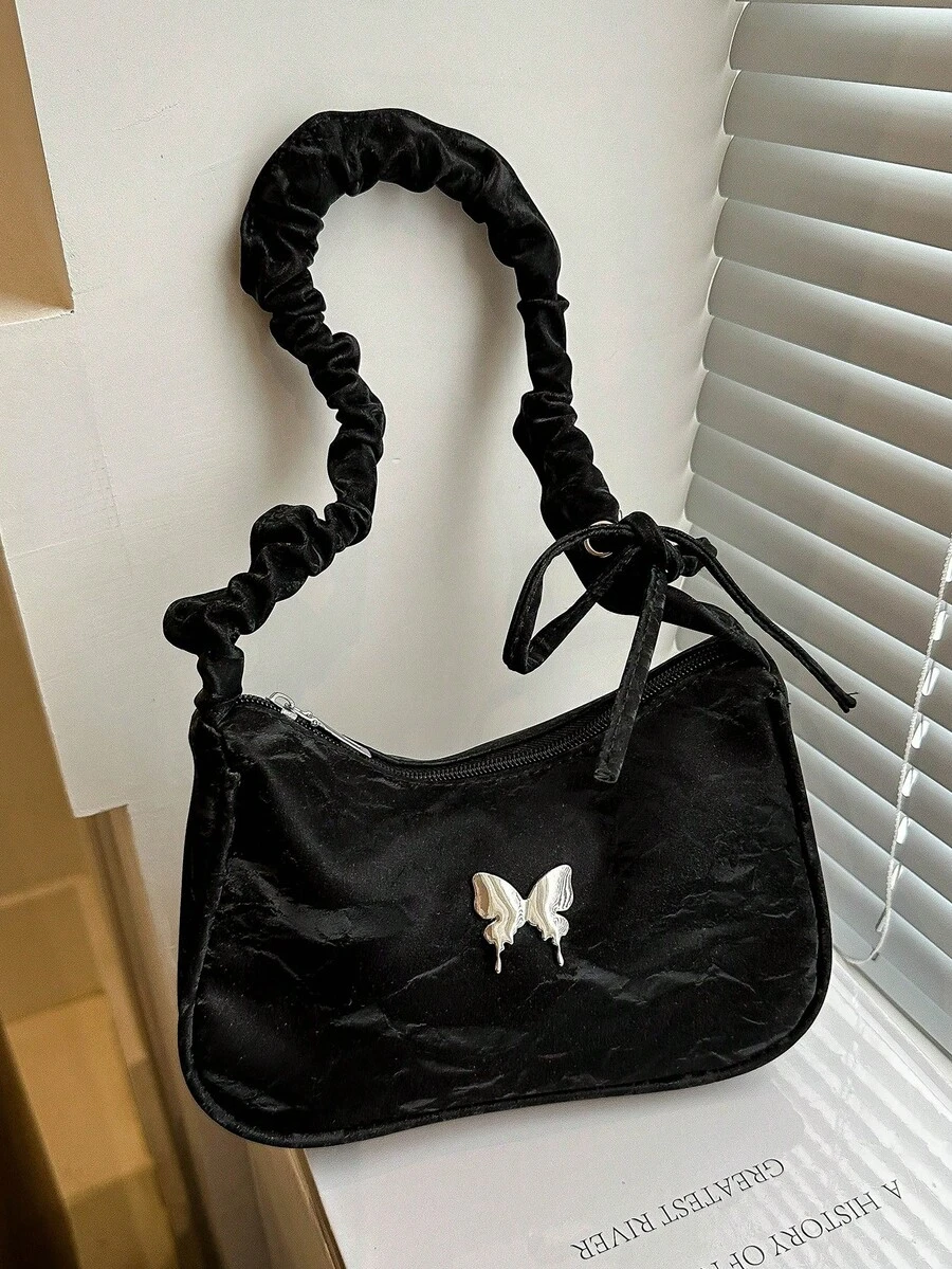 復古腋下肩袋，潮流單品包，適用於錢包、手機等日常必需品，輕量化旅行必備 - 黑色 - 查看 1