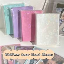 61x91mm 50 Unidades/pacote Mangas De Cartão, Mais Novos Cartões Postais Laser Coração Holo Sacos De Carga Superior De 3 Polegadas - Multicolorido - Ver 2