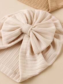 3 件装柔软透气婴儿和幼儿提花条纹帽，带可爱蝴蝶结和高弹性，适合日常穿着和节日爱情人节 - 彩色 - 查看 3