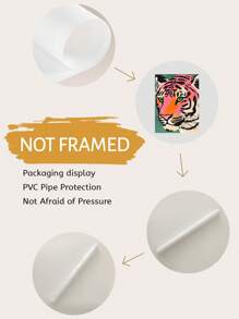 1入組粉色老虎動物裝飾畫，無框 - 彩色 - 查看 5