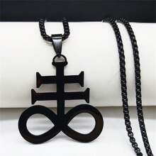 Satan Cross Necklaces Men Women Black Stainless Steel Of Satan Symbol Pendant Kolye Necklace