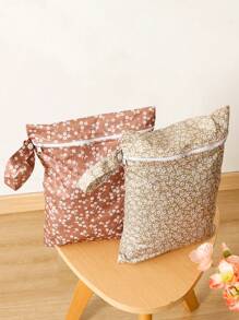 2pcs Floral Waterproof Tote Bag, Beach Wet Bag, Baby Shower Party Home Decor Gift - Multicolor - View 6
