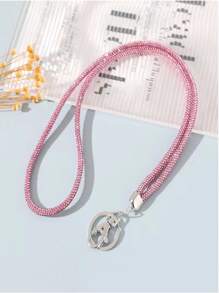 Fashionable Rhinestone Cellphone Lanyard, Long Chain Pendant For ID Badge, Key Chain, Fully Bejeweled Cross-Body Wrist Strap Car Accessories Bag Charm School Letter Cute Goth Y2k Halloween Accessories Teachers Day Bag Accessories Lanyards With Id Holder Car Accessories Bag Charms - Neck Keychain - View 2