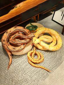 Plush Prank Cartoon Simulated Snake Stuffed Toy, New Simulation Animal Small Snake Doll,Home Decoration - Orange - View 2