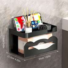 1 件壁挂式纸巾架，自粘式，无需钻孔安装，用于卫生纸卷的塑料收纳架，家庭收纳用品 - 彩色 - 查看 11